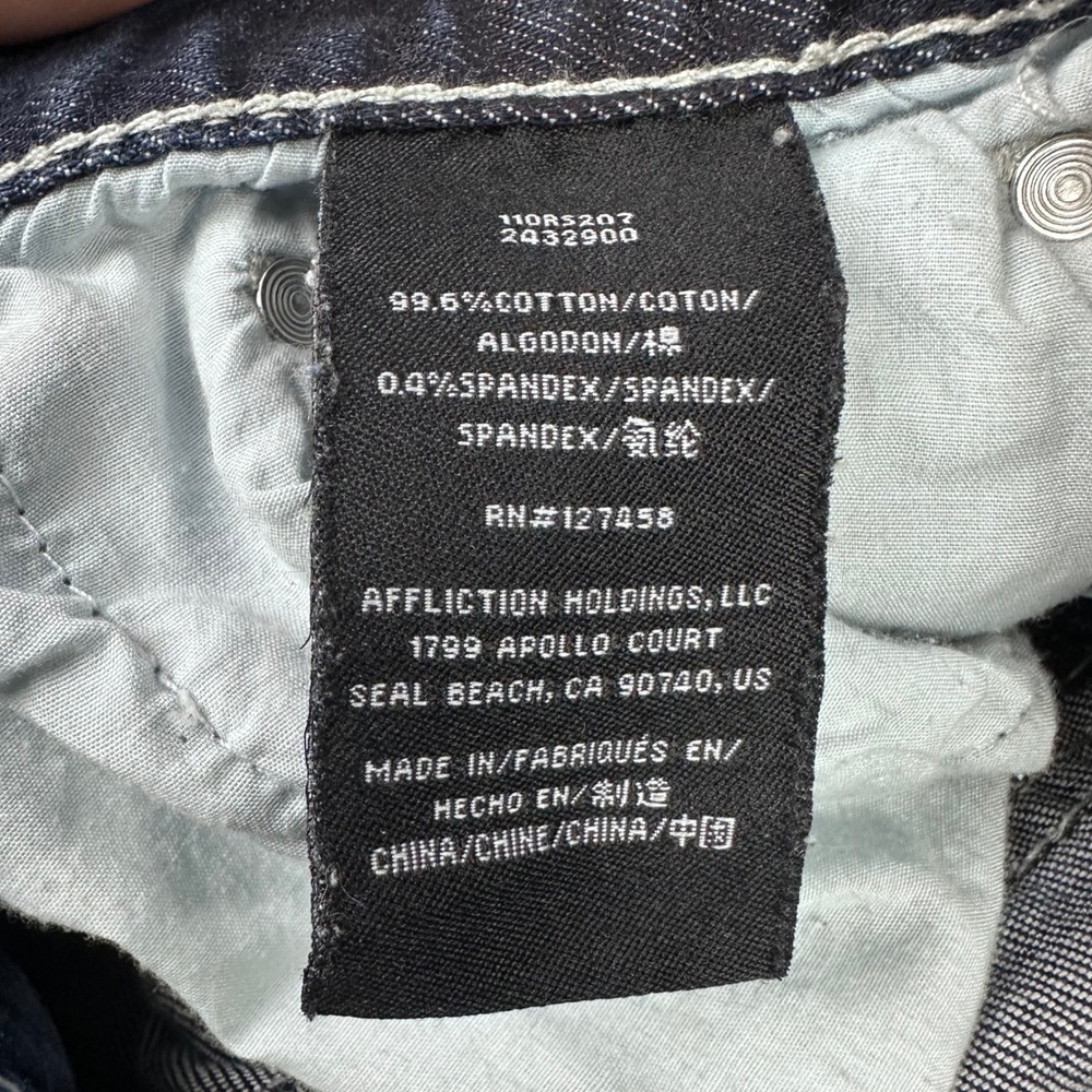 Affliction Blake Black Premium Mens Jeans 32 Dark Wash Embroidered Strt Leg Y2K - Picture 3 of 13